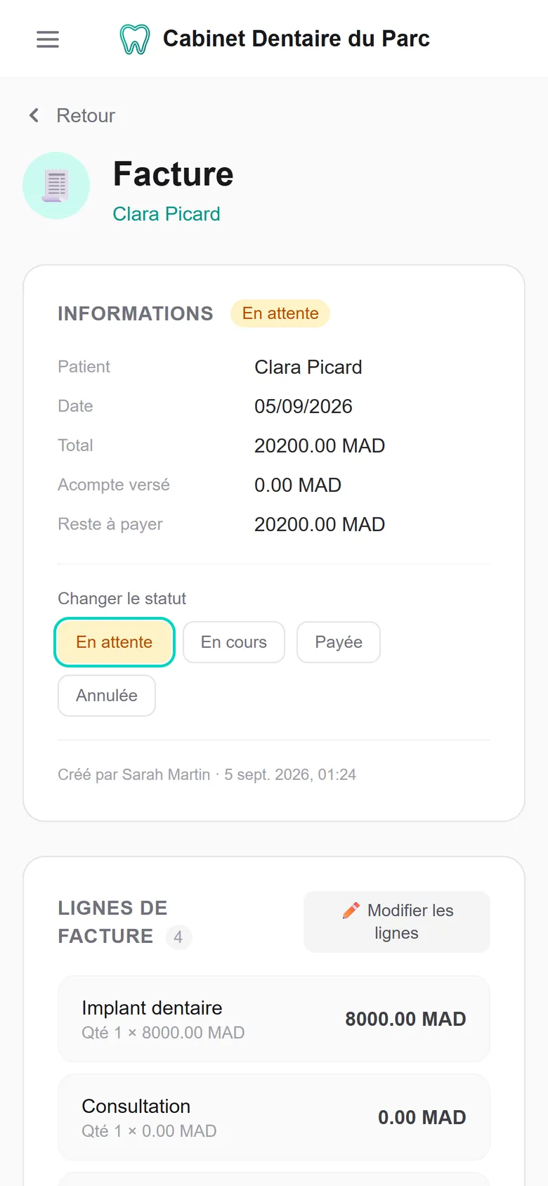 Facturation et devis — DentiCareApp
