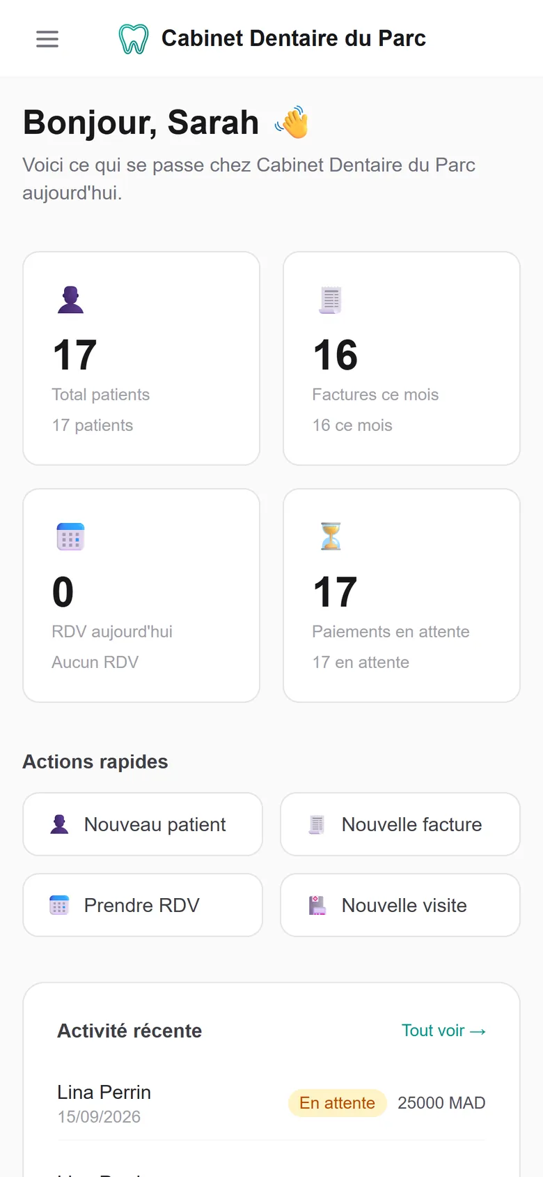 Logiciel cabinet dentaire — DentiCareApp